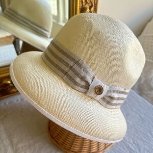 Loro Piana Beige and Gray Striped Fedora